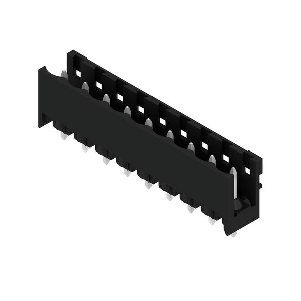 PCB plug-in connector, male header, open side, THT/THR solder connection, 5.08 mm, Number of poles: 9, 180°, Solder pin length (l): 3.2 mm, tinned, black, Box image 3