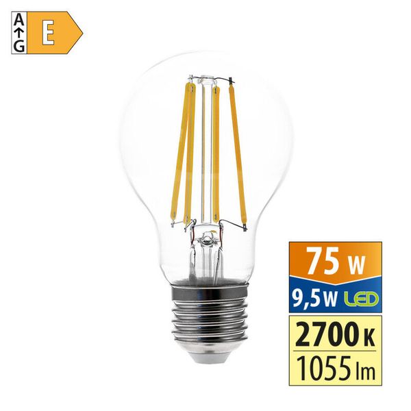 LED bulb 9.5W, E27, 2700K, CRI80, ex. angle 320°, 360° 1055lm image 1