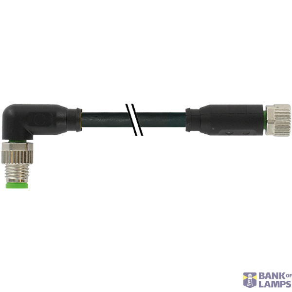 M8 male 90° / M8 female 0° A-cod. PUR 4x0.25 bk UL/CSA+robot+drag ch.  image 2
