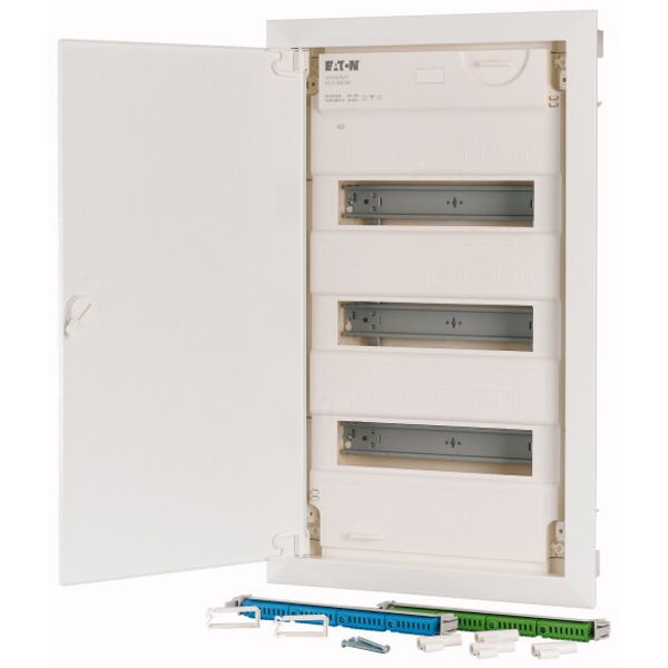 KLV-36HWP-F Hollow wall compact distribution board, 3-rows, flush sheet steel door image 4