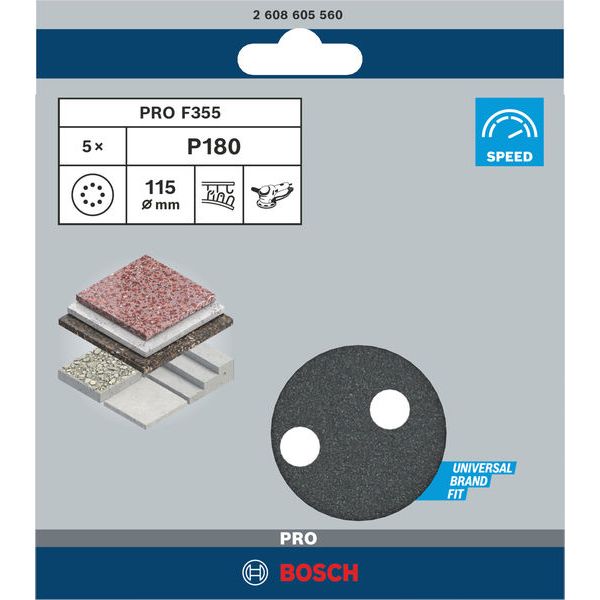 F355 sanding sheet, pack of 5 115 mm, 180 image 1