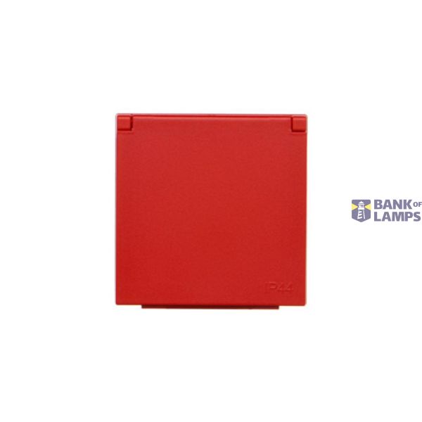 Cover for single socket outlet with earthing IP44 - same color flap & cover, red image 1
