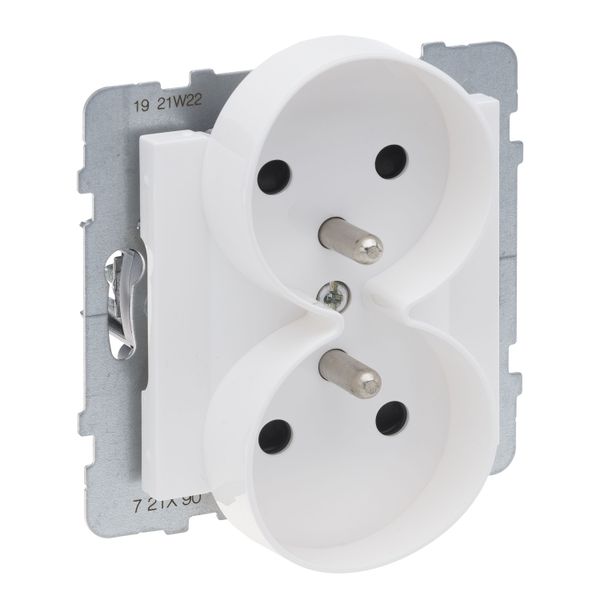 2X2P+E SOCKET FRENCH STANDARD AUTO TERMINALS SHUTTERED (SPECIFIC POLISH) WHITE image 1