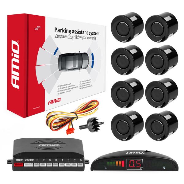 Parking assistant system LED 8 sensor black image 1