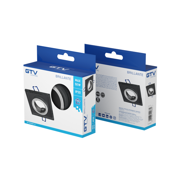 Spot luminaire housing BRILLANTE, IP20, glass, square, black image 3