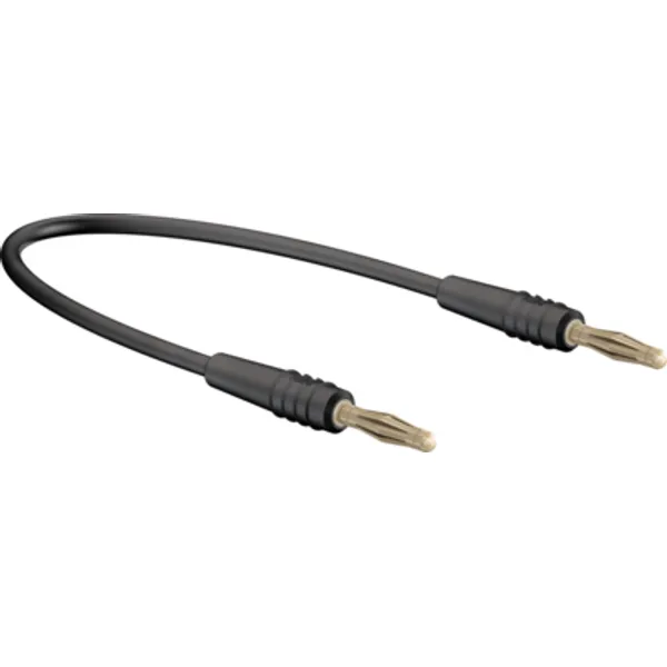 Measuring lead with (2 mm plug, spring-loaded, straight) to (2 mm plug, spring-loaded, straight), 300 mm, black, PVC, 0.5 mm², 28.0047-03021 image 1