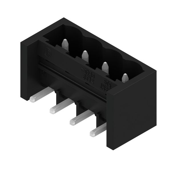 PCB plug-in connector, male header, closed side, THT/THR solder connection, 5.08 mm, Number of poles: 4, 270°, Solder pin length (l): 1.5 mm, tinned, black, Tape image 4