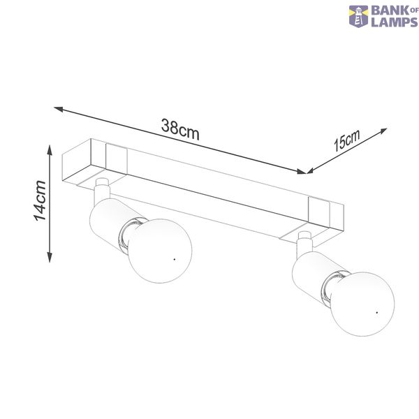 CEILING LAMP ZUCA 2 BLACK E27 2X15W IP20 image 6