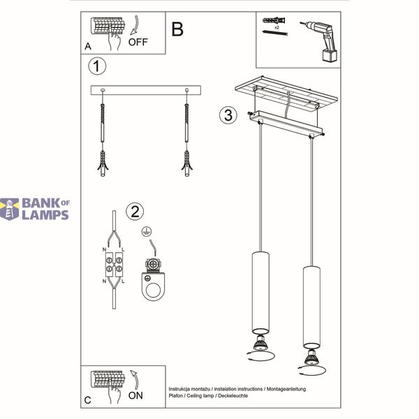 HANGING LAMP LINO 2 GU10 2X40W IP20 image 9