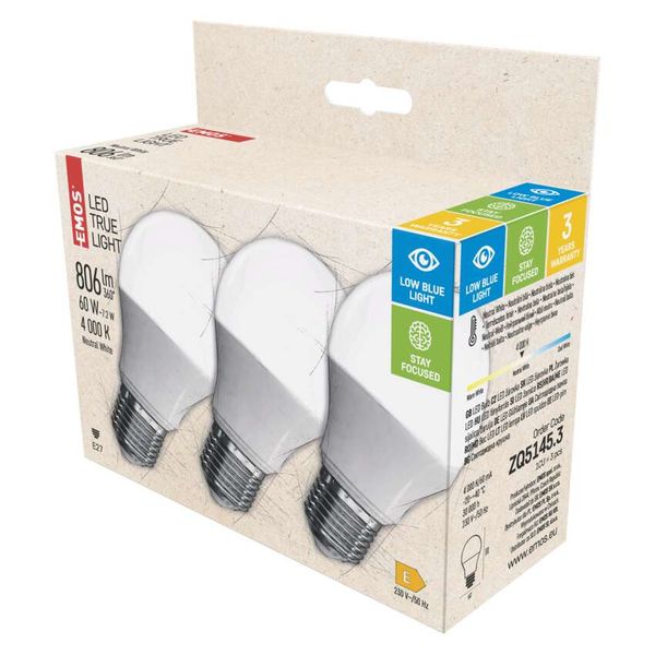 LED bulb True Light A60 / E27 / 7.2 W (60 W) / 806 lm / neutral white image 1