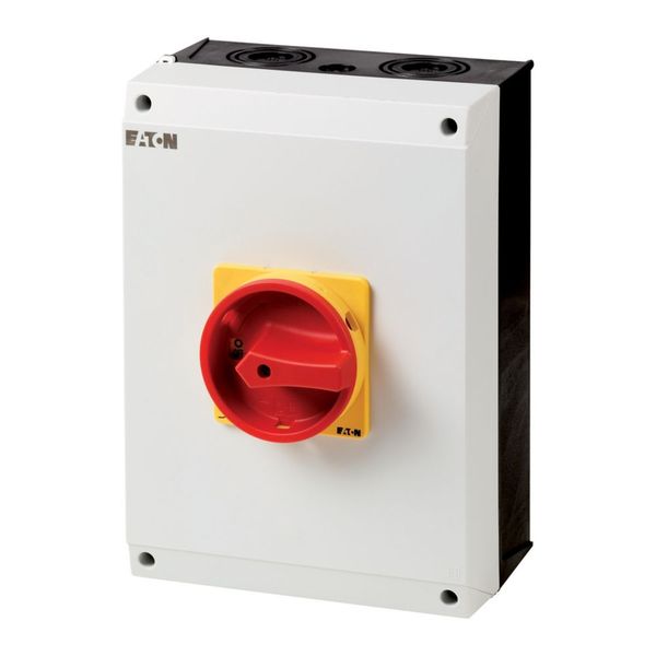T5-4-8344/I5/SVB Main switch, T5, 95 A, surface mounting, 4 contact unit(s), 8-pole, Emergency switching off function, With red rotary handle and yellow locking ring, image 3