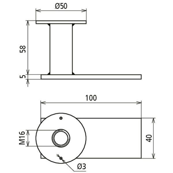 Flat steel earthing bridge, conn. plate with M16 thread D 50mm H 58mm  image 2