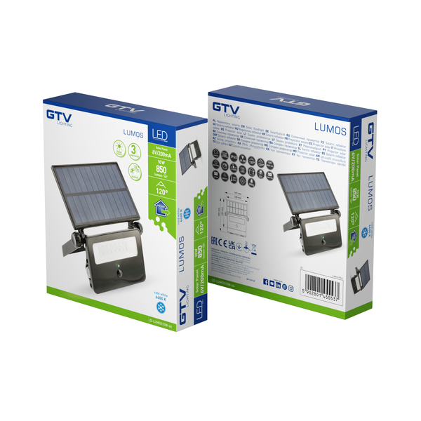 LED solar floodlight with motion sensor LUMOS, 850lm, 6400K, IP65 image 3