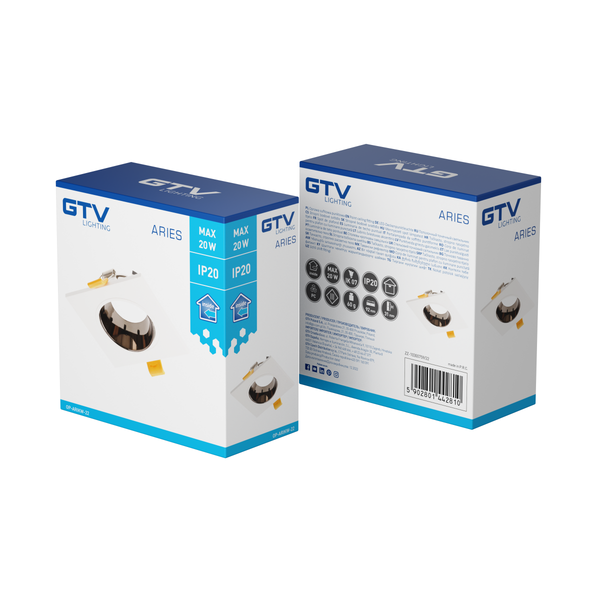 Spot luminaire housing ARIES IP20, PC, square, white/black chrome image 3