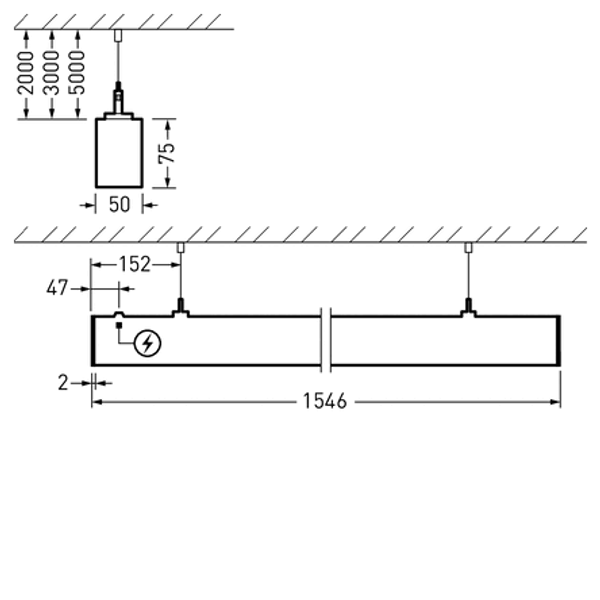 Suspended luminaires Finea HI LED direct & indirect Prisms Black rectangular ETDD Wide reduced glare UGR19 (W19) IK03 3 SDCM 9002140959 image 1