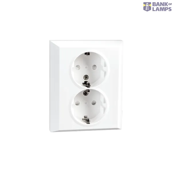 OUTLET FLUSH MOUNTED DOUBLE W/EARTH WHITE 6-PACK image 1