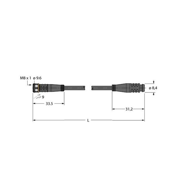 Actuator and Sensor Cable, PUR Extension Cable   PKG3M-0.6-PSG3S/TXL image 1