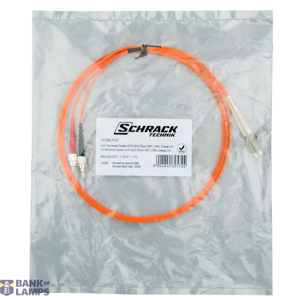 FO Patchcord Duplex LC/FC,62,5/125æm OM1, LS0H, orange, 2m image 3