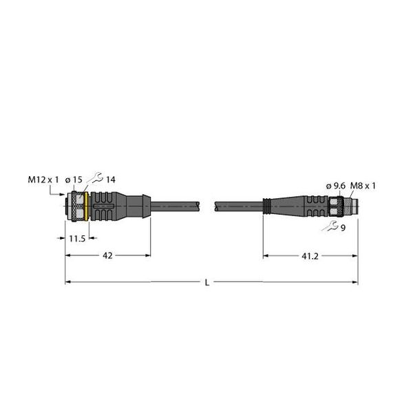 Actuator and Sensor Cable, PUR Extension Cable   RKC4T-5-PSG3M/TXL image 1