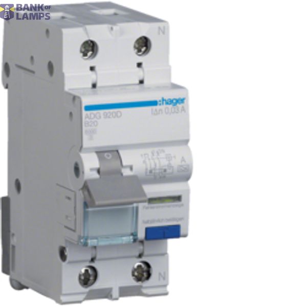 Residual Current Miniature Circuit Breaker B 1+N 0,03A 20A,A-G ADG920D image 1