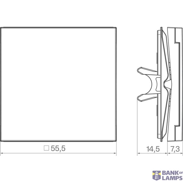 Rocker single, bell symbol, large text field, clear lens, A.x/C.x, titanium image 2
