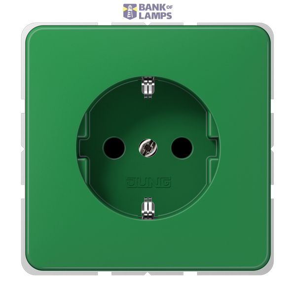 SCHUKO socket, 16 A 250 V ~, integrated increased contact protection, SAFETY+, thermoplastic, CD series, green (for SV) image 1