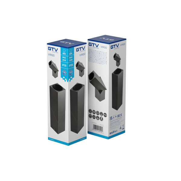 Ceiling luminaire VIRGO, GU10, 57x57x152 mm, IP20, max. 20 W, square, black image 1