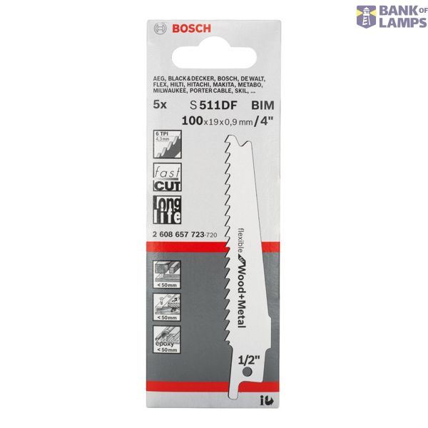 Reciprocating saw blade S 511 DF Flexible for Wood and Metal 5 pcs. image 1