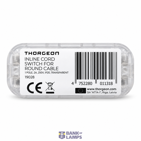 Inline Cord Switch for Round Cable, 1-Pole, 2A, 250V, transparent image 2