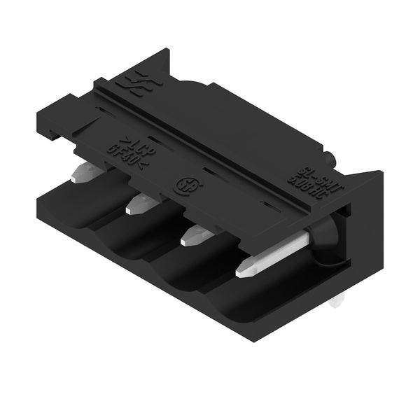 PCB plug-in connector, male header, open side, THT/THR solder connection, 5.08 mm, Number of poles: 4, 90°, Solder pin length (l): 3.2 mm, tinned, black, Box image 3