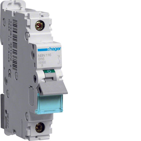 MCB 1P 10kA/15kA B-16A 1M image 1
