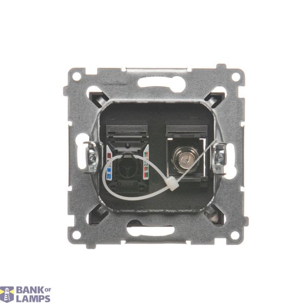 IP44 single socket outlets with Schuko earthing, with frame seal - transparent flap, module, 16A, quick connection, black matt image 1