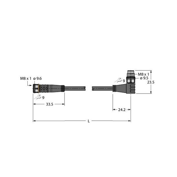 Actuator and Sensor Cable, PUR Extension Cable   PKG3M-0.3-PSW3M/TXL image 2