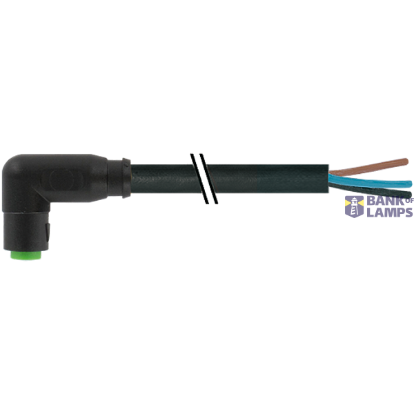 M8 female 90° A-cod. snap-in with cable PUR 4x0.25 bk 5m PU = 20 image 1