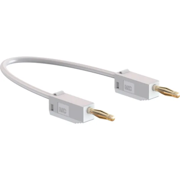 Measuring lead with (2 mm plug, spring-loaded, straight) to (2 mm plug, spring-loaded, straight), 300 mm, white, PVC, 0.5 mm², CAT O, 28.0039-03029 image 1