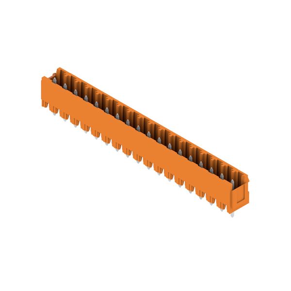 PCB plug-in connector, male header, Dovetails for fixing blocks, THT solder connection, 5.08 mm, Number of poles: 18, 180°, Solder pin length (l): 4.5 mm, tinned, orange, Box image 7