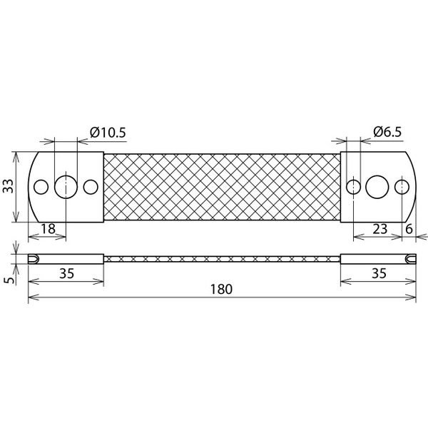 Bridging braid Al 50mm² L 180mm with fixing bores 1x10.5 2x6.5mm image 2