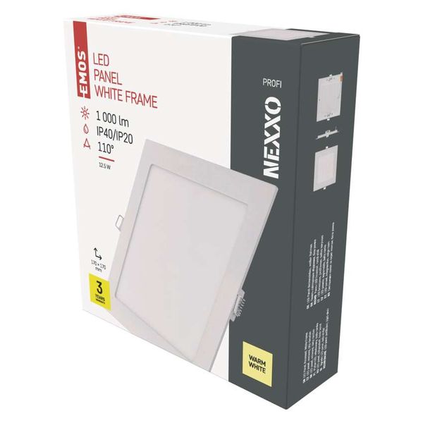 LED recessed luminaire NEXXO, square, white, 12.5W, warm white image 1