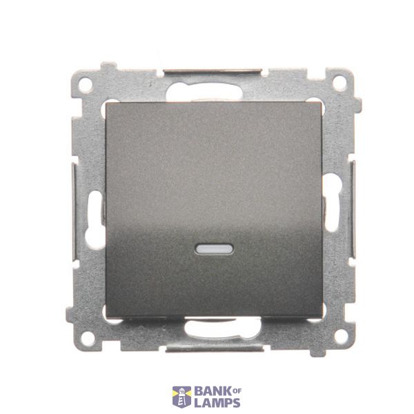 Single contact push button illuminated without pictogram, (module), 10AX, quick connection, anthracite, metalic image 1