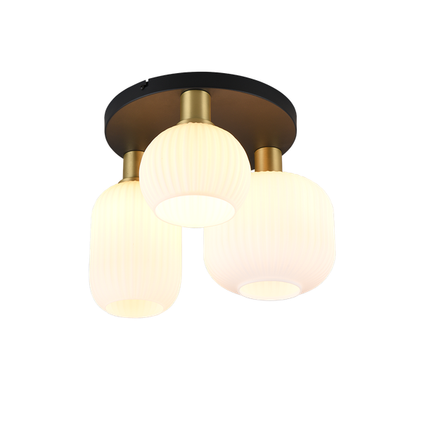 Diva ceiling lamp 3-pc E27 matt brass/white image 1