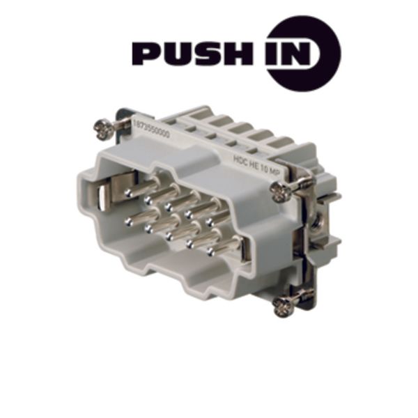 HDC insert, Male, 500 V, 16 A, Number of poles: 10, PUSH IN, Size: 4 image 1