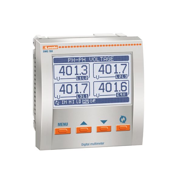 Flush-mount LCD multimeter, expandable, graphic 128x80 pixel LCD, auxiliary supply 100-440VAC/110-250VDC. Multilanguage: italian, english, french, spanish and portuguese image 1