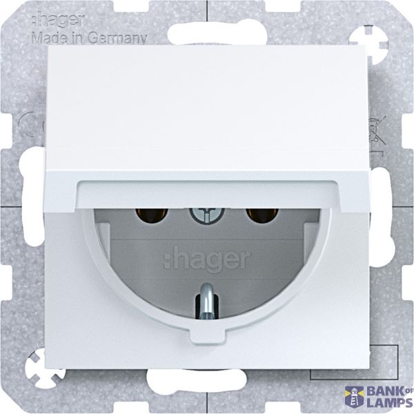 SCHUKO wall socket, self-closing compartment, push-in, A.x/C.x white glass image 1