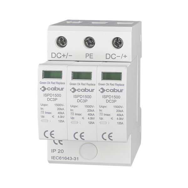 Surge protection device 1500Vdc, class II, 3-poles image 1
