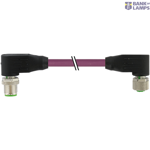 M12 male 90° / M12 female 90° B-cod. shielded PUR AWG24+22 vt 5.5m image 2