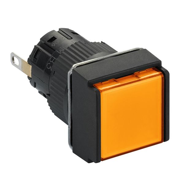 Monolithic pilot light, Harmony XB6E, square 16mm, IP65, orange, integral LED 24VDCpolarised, connector image 1