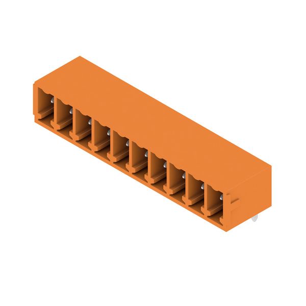 PCB plug-in connector, male header, closed side, THT solder connection, 3.81 mm, Number of poles: 10, 270°, Solder pin length (l): 3.2 mm, tinned, orange, Box image 2