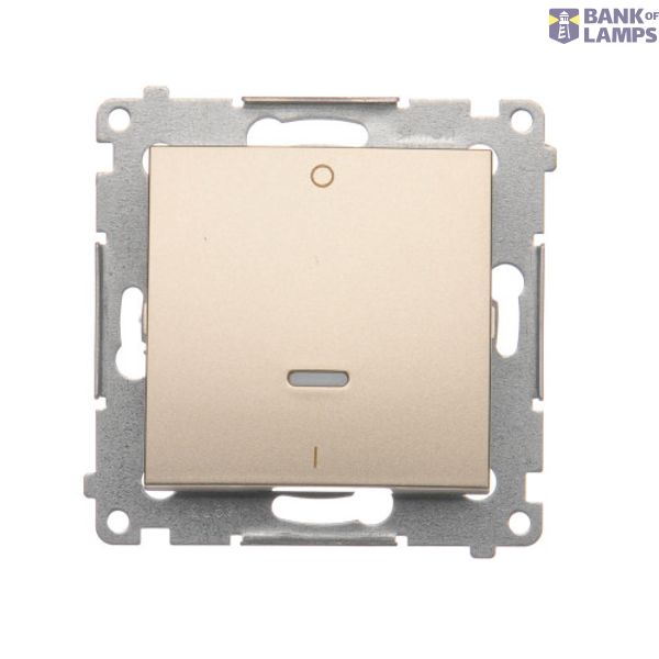 Double switch with LED indicator light, (module), 10AX, quick connection, Gold matt, metalic image 1