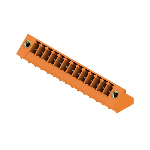 PCB plug-in connector, male header, Flange, THT solder connection, 3.81 mm, Number of poles: 13, 135°, Solder pin length (l): 3.2 mm, tinned, orange, Box image 4