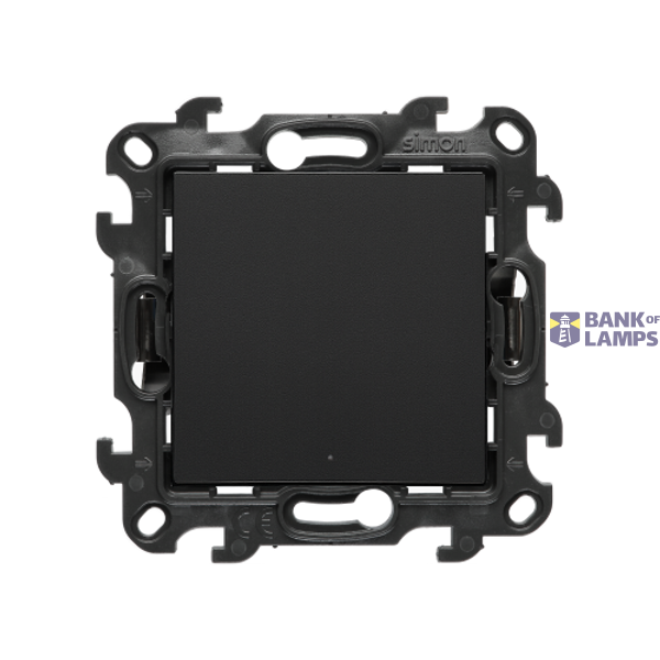 Single contact pushbutton with LED illumination, (module), Simon 24, IP20/IP44, 10AX, 10A, black matt image 1